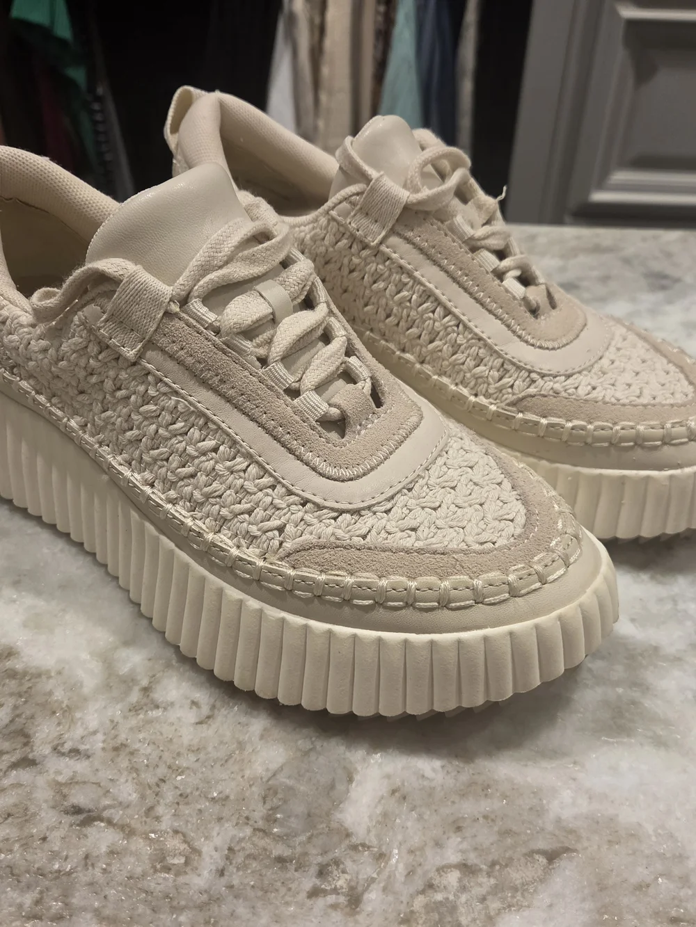 Dolce Vita Women's Cream Woven Platform Sneakers - Picture 9 of 9